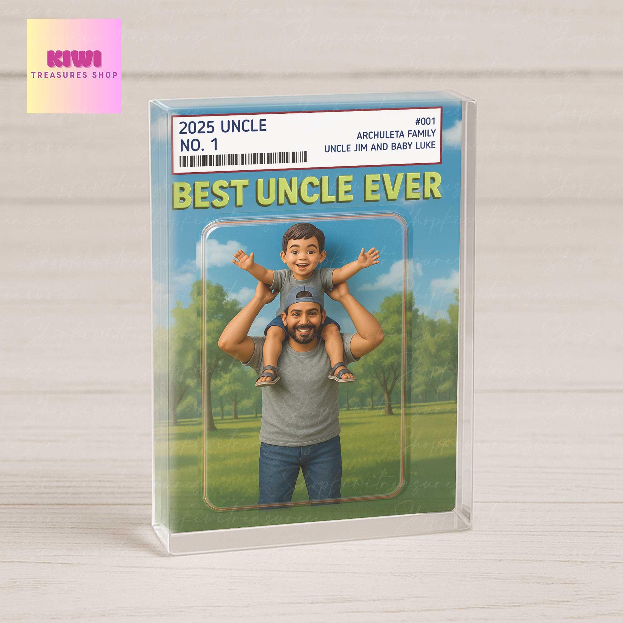 Custom Best Uncle Ever Trading Card Style Acrylic Block – Father's Day Gift for Uncle – Personalized Uncle Gift from Kids