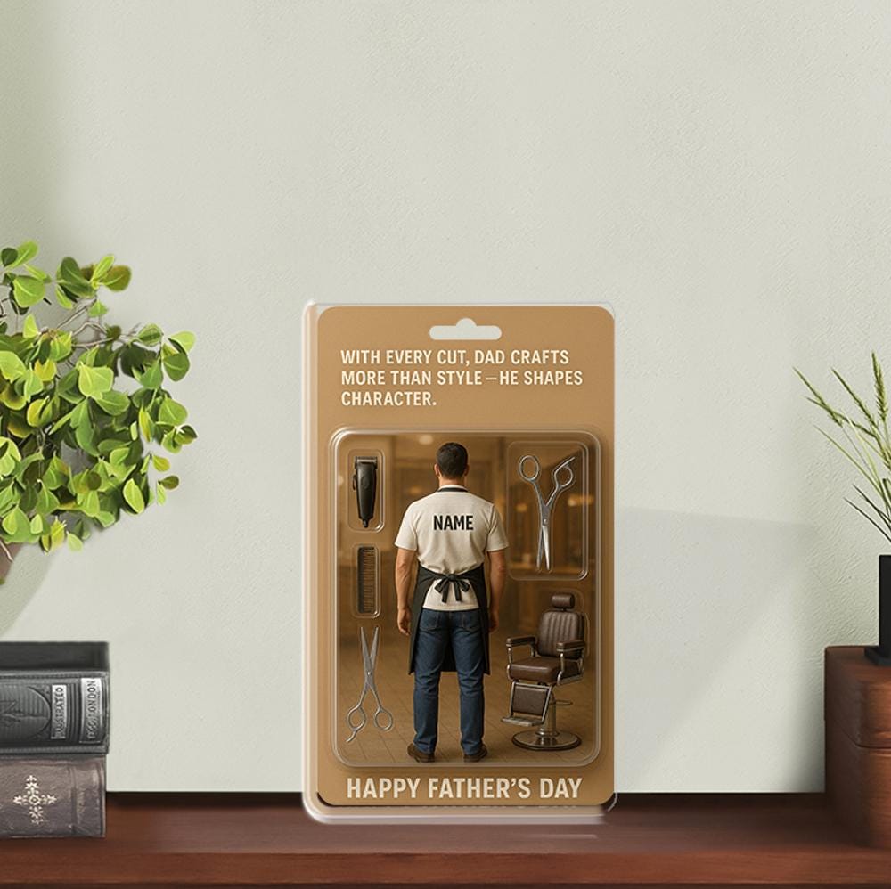 Custom Father's Day 2D FLAT Plaque, Barber Dad Gift, Father’s Day Gift for Hairstylist Dad, Funny Hairdresser Keepsake, Salon Display Art