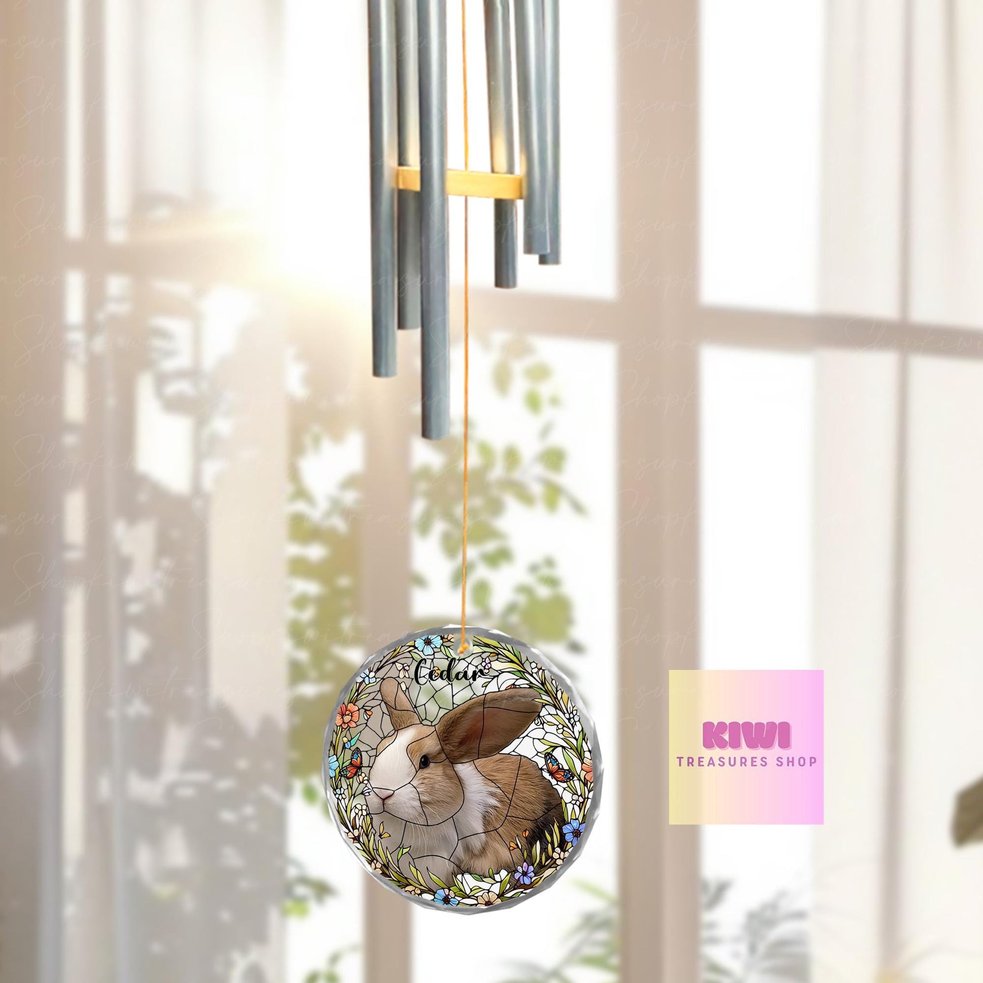 Custom Bunny Memorial Wind Chime | Pet Loss Gift for Rabbit Lovers | Personalized Rabbit Tribute with Name | Rainbow Bridge Keepsake