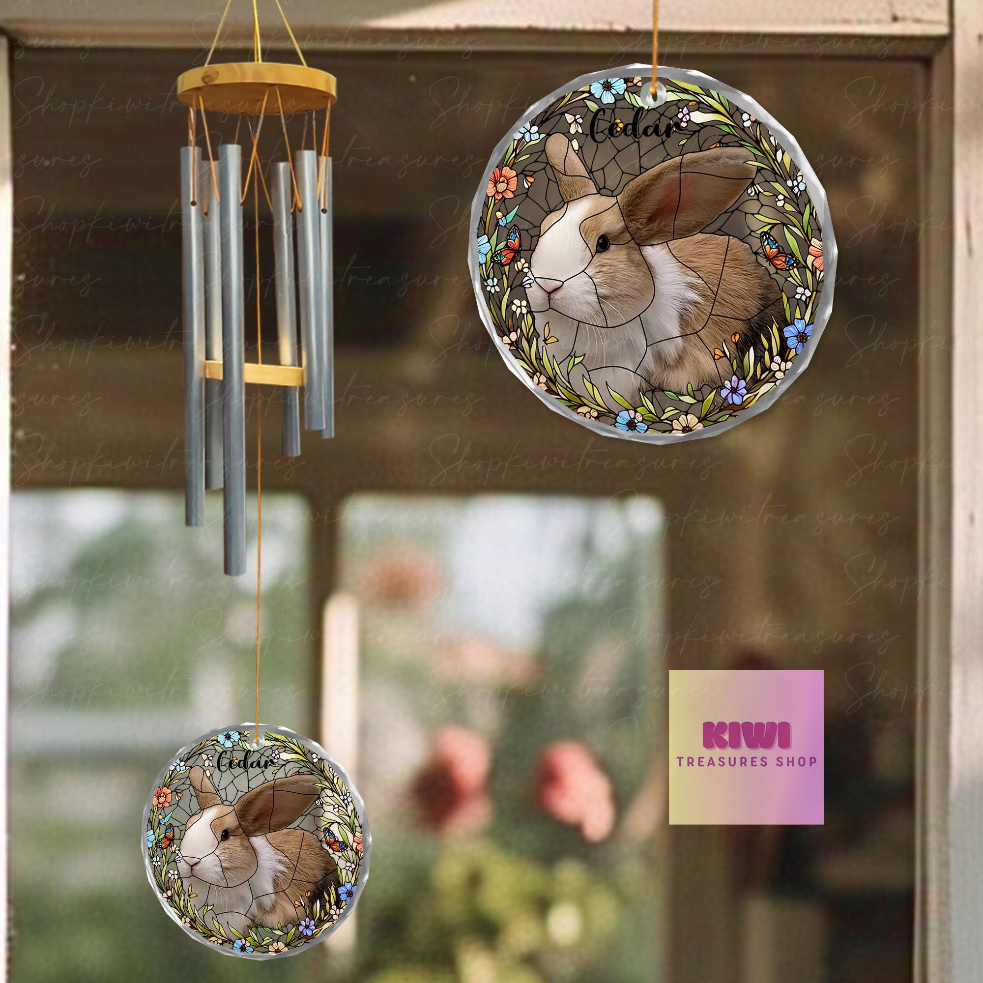 Custom Bunny Memorial Wind Chime | Pet Loss Gift for Rabbit Lovers | Personalized Rabbit Tribute with Name | Rainbow Bridge Keepsake