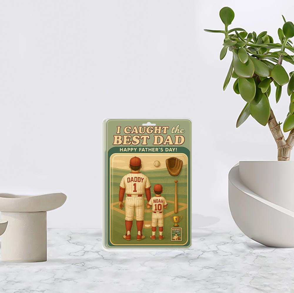 Custom Baseball Dad Acrylic Block | Father’s Day Gift from Son | Personalized Sports Dad Keepsake | I Caught the Best Dad Sign