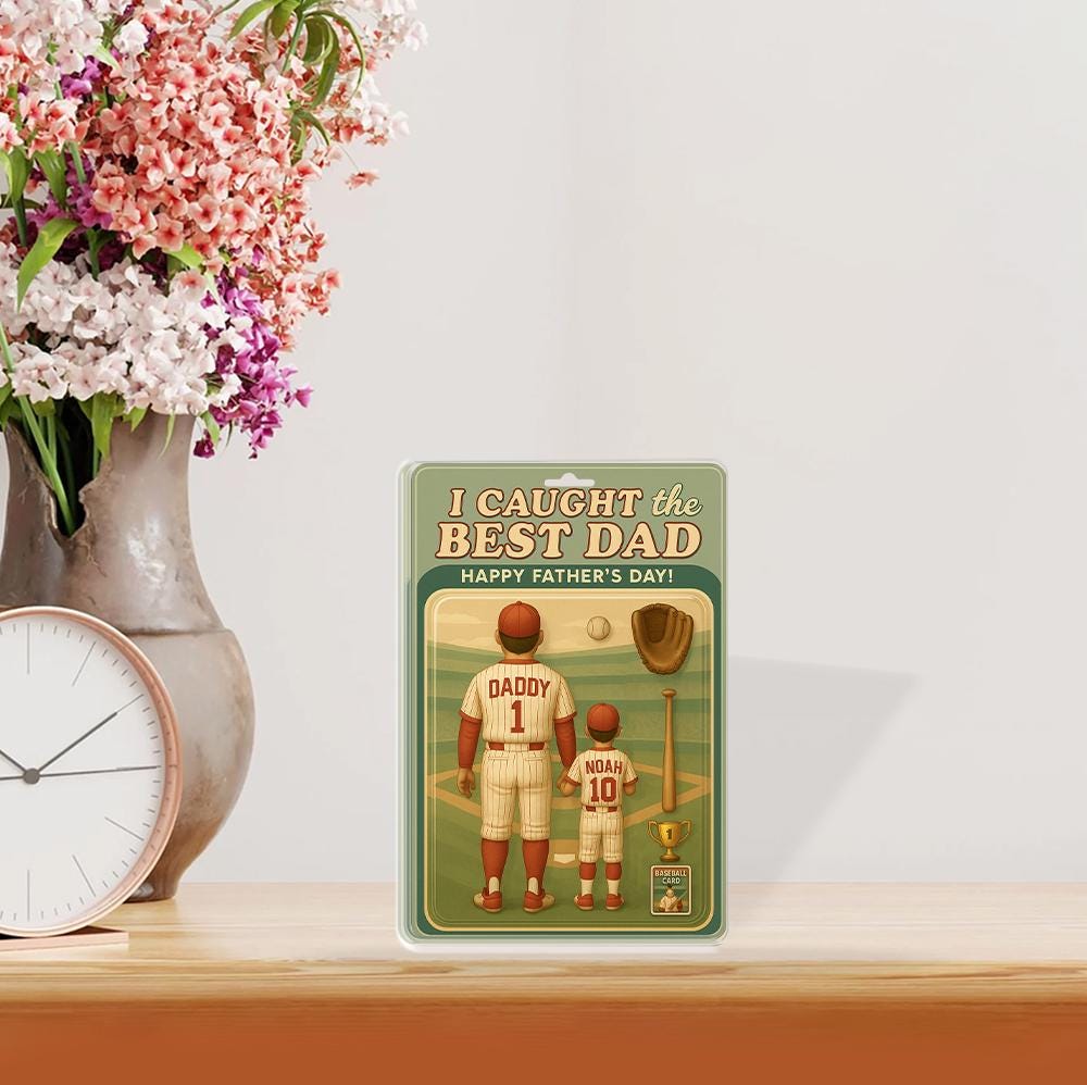 Custom Baseball Dad Acrylic Block | Father’s Day Gift from Son | Personalized Sports Dad Keepsake | I Caught the Best Dad Sign