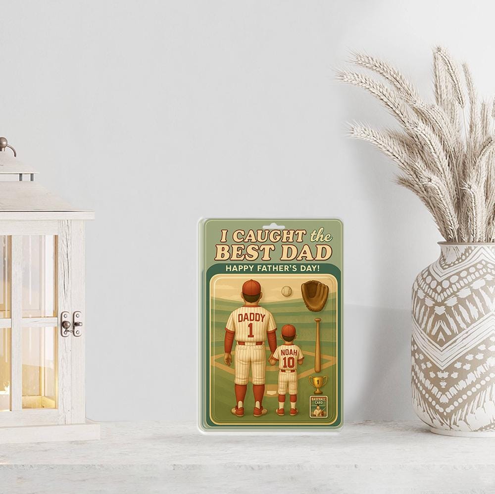 Custom Baseball Dad Acrylic Block | Father’s Day Gift from Son | Personalized Sports Dad Keepsake | I Caught the Best Dad Sign