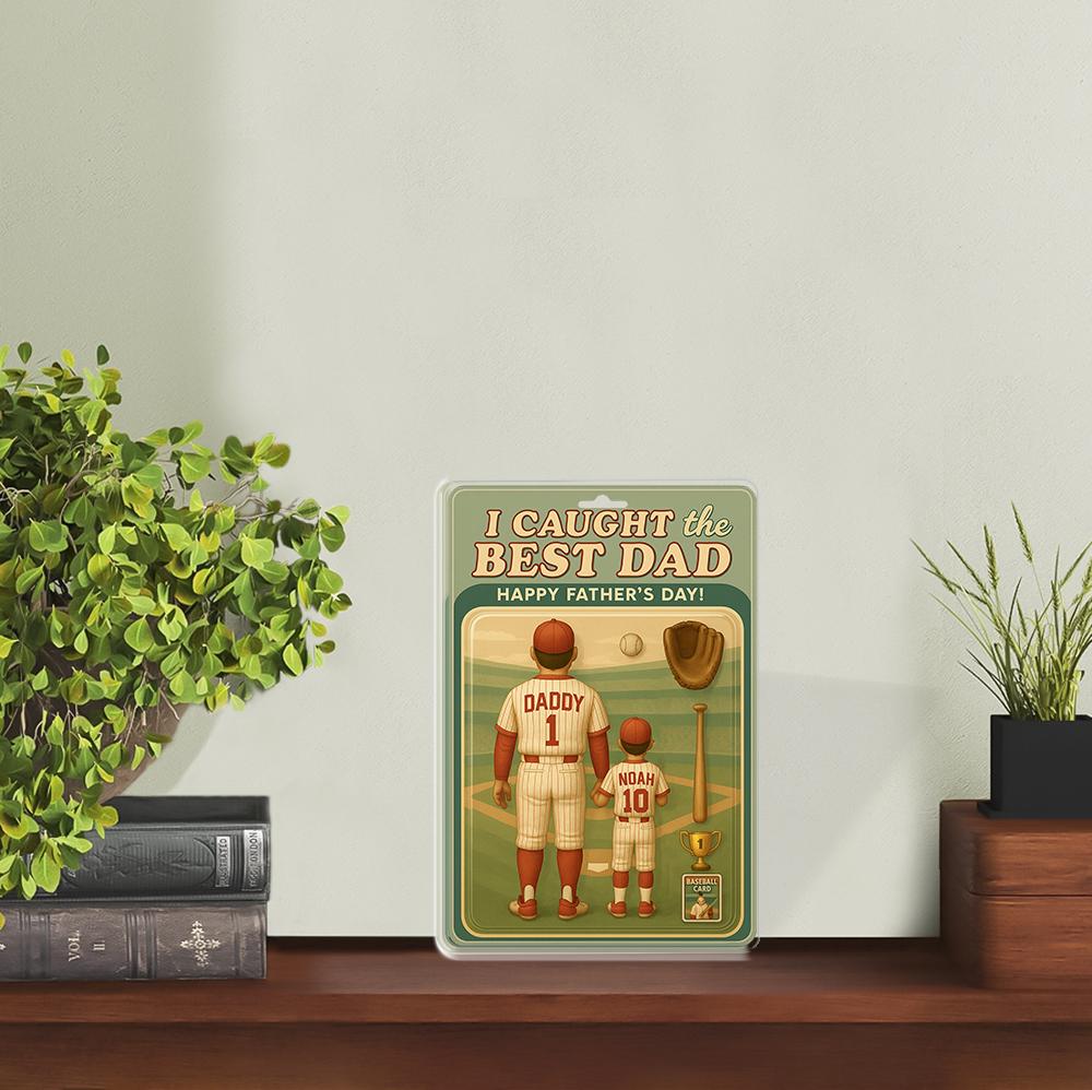 Custom Baseball Dad Acrylic Block | Father’s Day Gift from Son | Personalized Sports Dad Keepsake | I Caught the Best Dad Sign