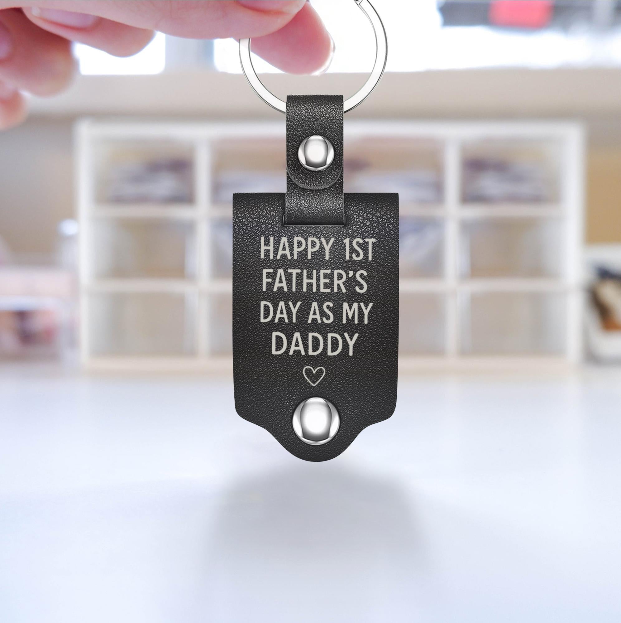 Custom Ultrasound Leather Photo Keychain | Dear Daddy Gift from Bump | Pregnancy Reveal Keepsake | First Father’s Day Key Ring