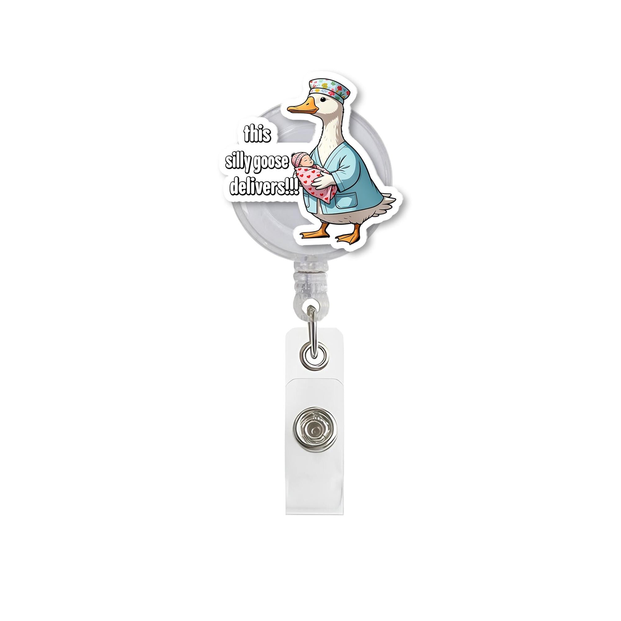 Silly Goose NICU Nurse Badge Reel – Funny Baby Delivery ID Holder for Labor & Delivery Nurses, Baby Delivery Nurse Gift, Nicu ID Holder