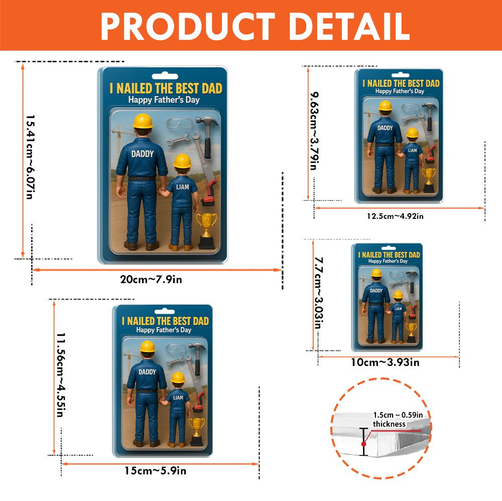 Personalized Construction Dad Acrylic Plauqe, Father's Day Plaque, Custom Dad and Kid, I Nailed the Best Dad Gift, Blue Collar Dad Gift