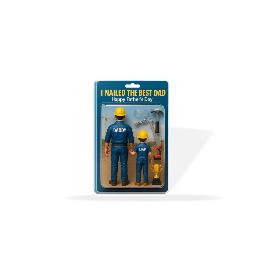 Personalized Construction Dad Acrylic Plauqe, Father's Day Plaque, Custom Dad and Kid, I Nailed the Best Dad Gift, Blue Collar Dad Gift