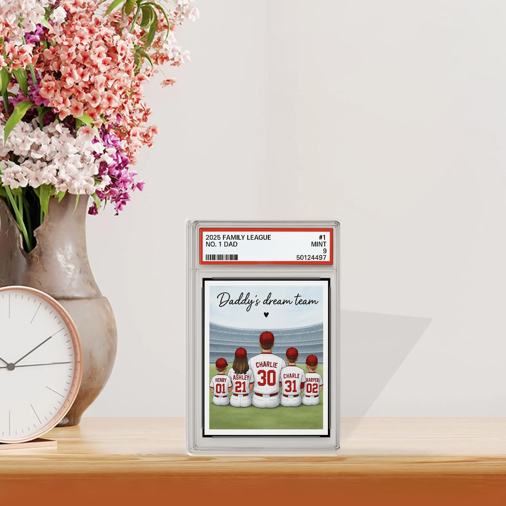 Custom Daddy's Dream Team Baseball Acrylic Block | Personalized Family Gift for Dad | Father's Day Sports Gift with Kids' Names & Numbers