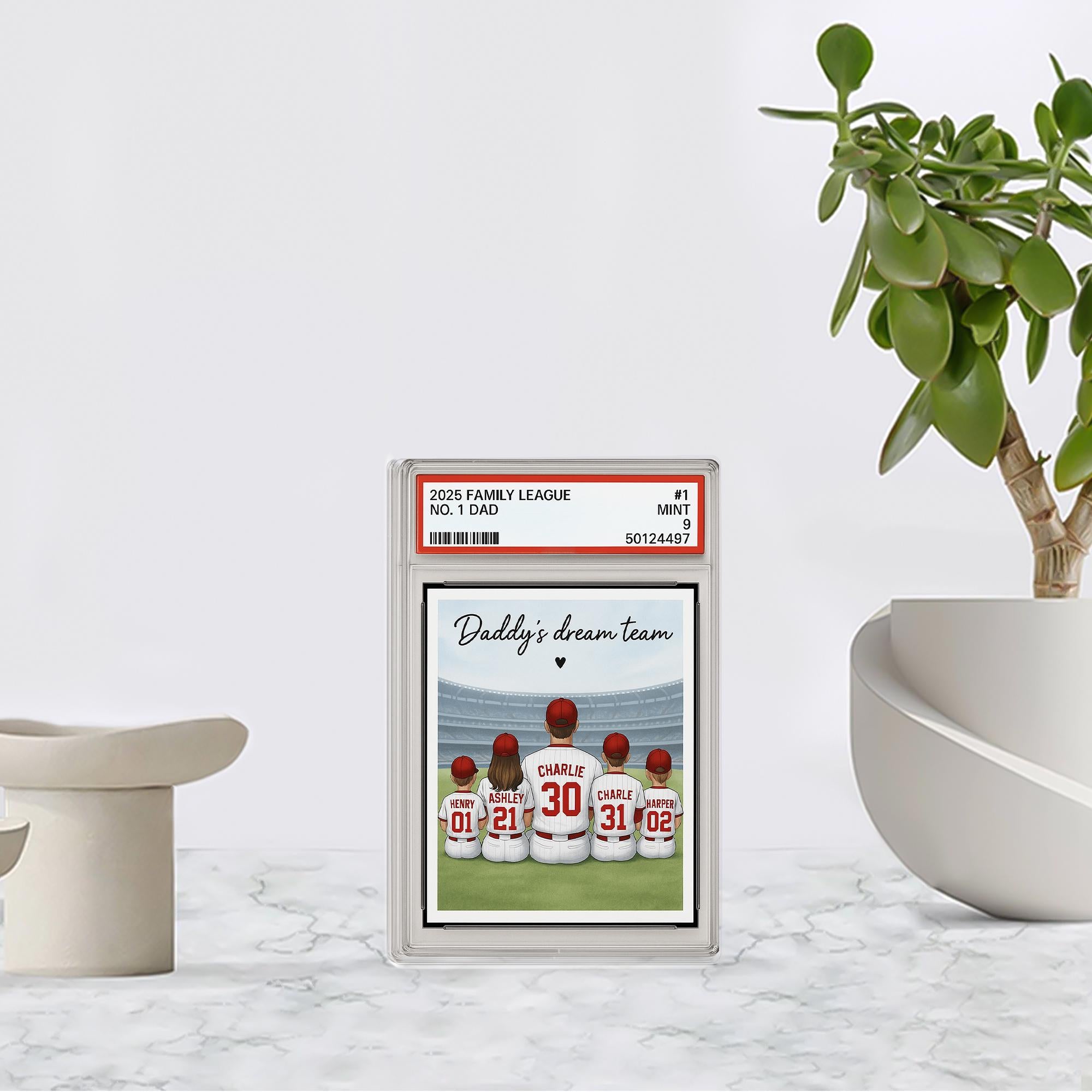 Custom Daddy's Dream Team Baseball Acrylic Block | Personalized Family Gift for Dad | Father's Day Sports Gift with Kids' Names & Numbers