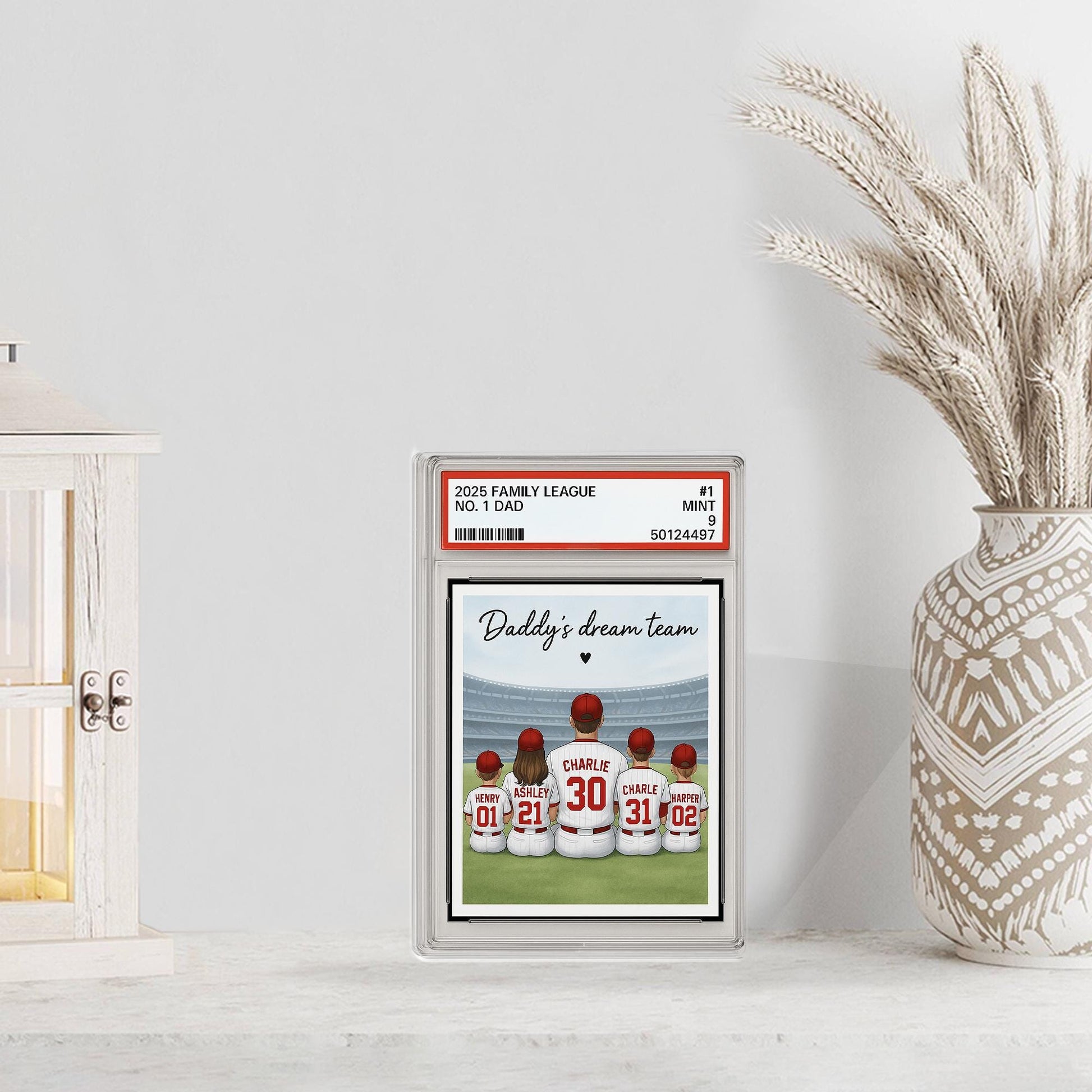 Custom Daddy's Dream Team Baseball Acrylic Block | Personalized Family Gift for Dad | Father's Day Sports Gift with Kids' Names & Numbers