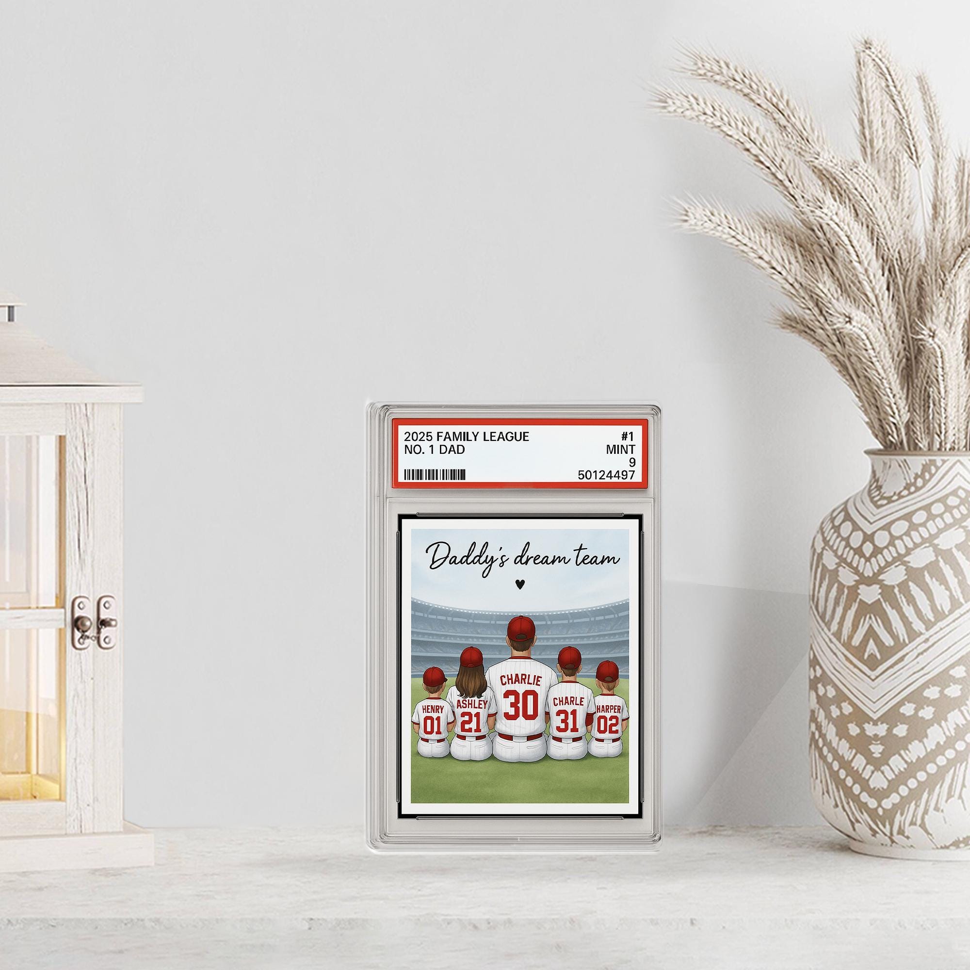 Custom Daddy's Dream Team Baseball Acrylic Block | Personalized Family Gift for Dad | Father's Day Sports Gift with Kids' Names & Numbers