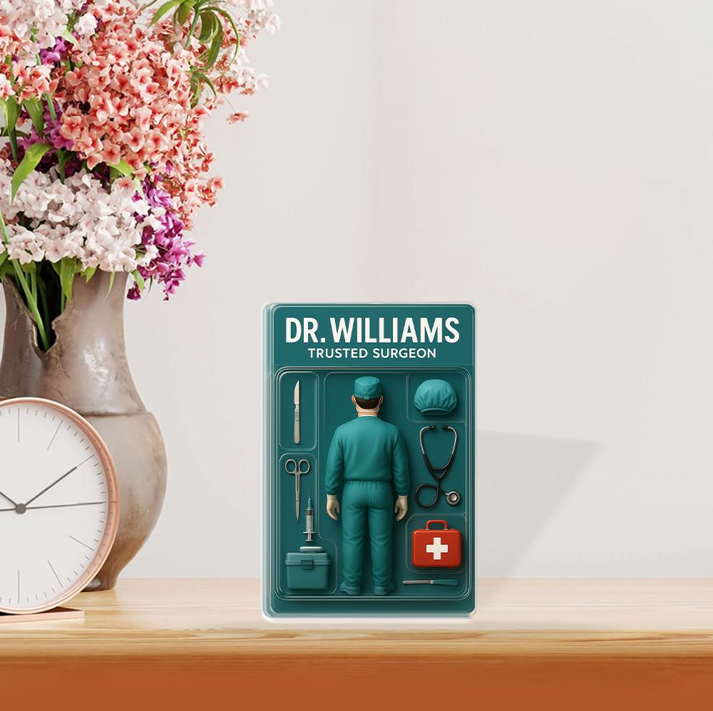 Personalized Surgeon Acrylic Plaque – Custom Father's Day Gift for Doctor Dad, Unique Desk Decor for Medical Professionals