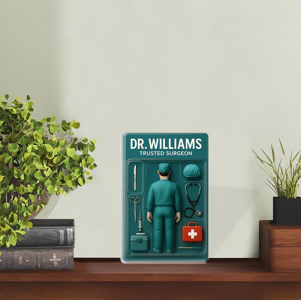 Personalized Surgeon Acrylic Plaque – Custom Father's Day Gift for Doctor Dad, Unique Desk Decor for Medical Professionals