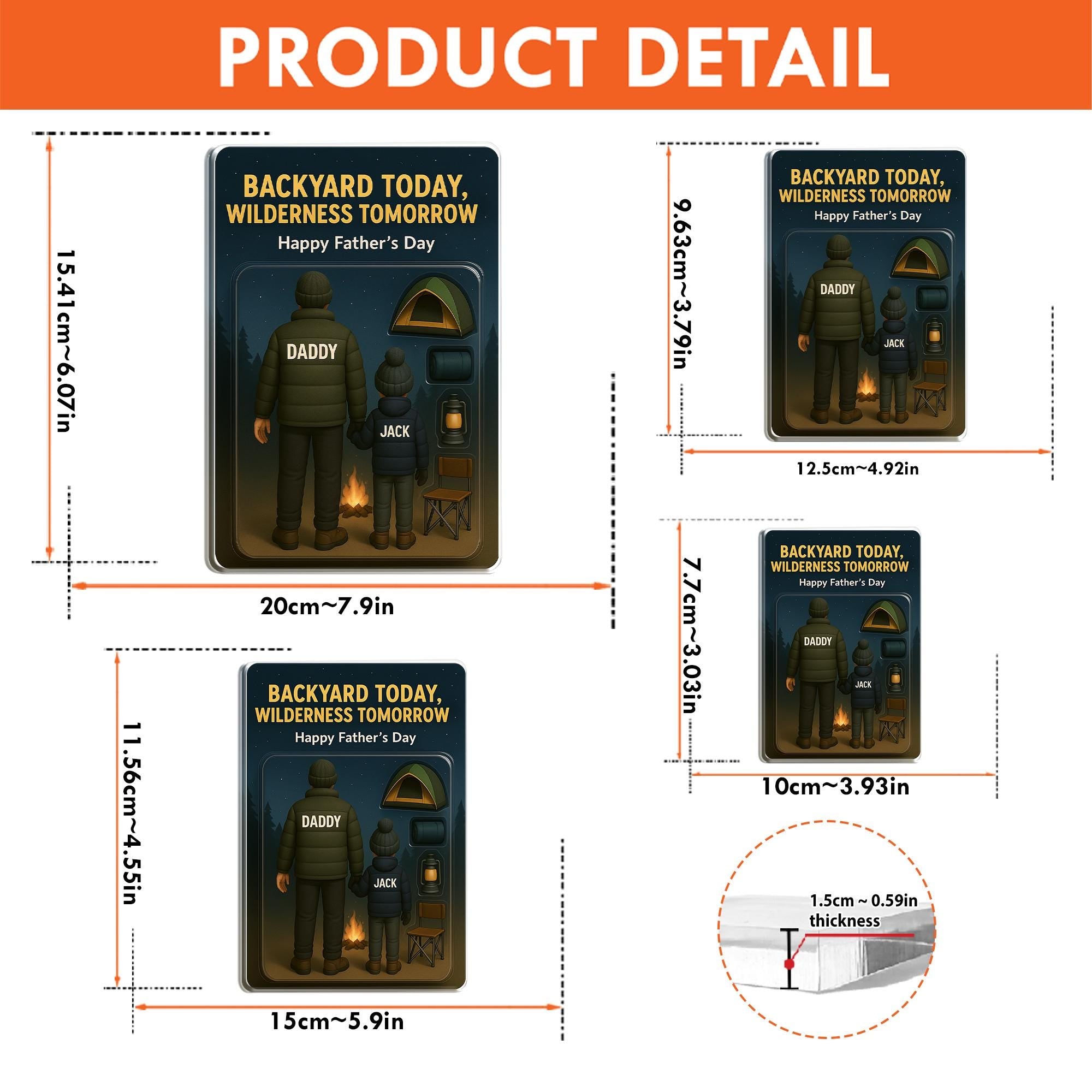 Custom Camping Dad Acrylic Block | Personalized Father’s Day Gift from Kids | Outdoor Adventure Keepsake | Campfire Family Plaque