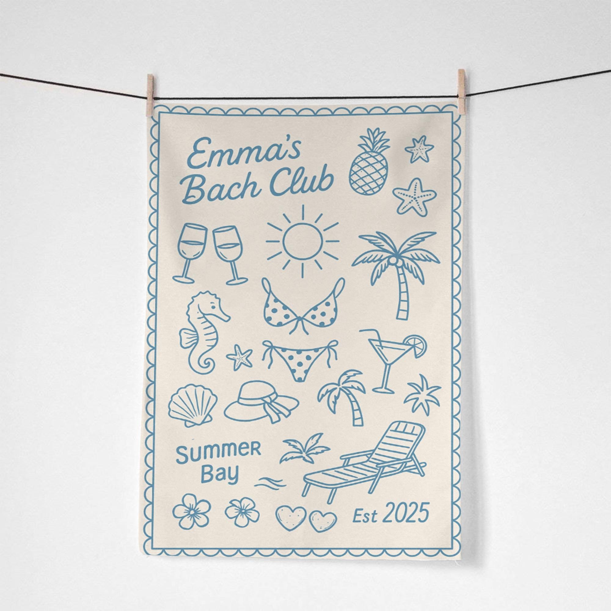 Custom Bachelorette Towel – Personalized Bach Party Towel, Summer Girls Trip Gift, Bride Squad Pool Towel, Beach Weekend Favor