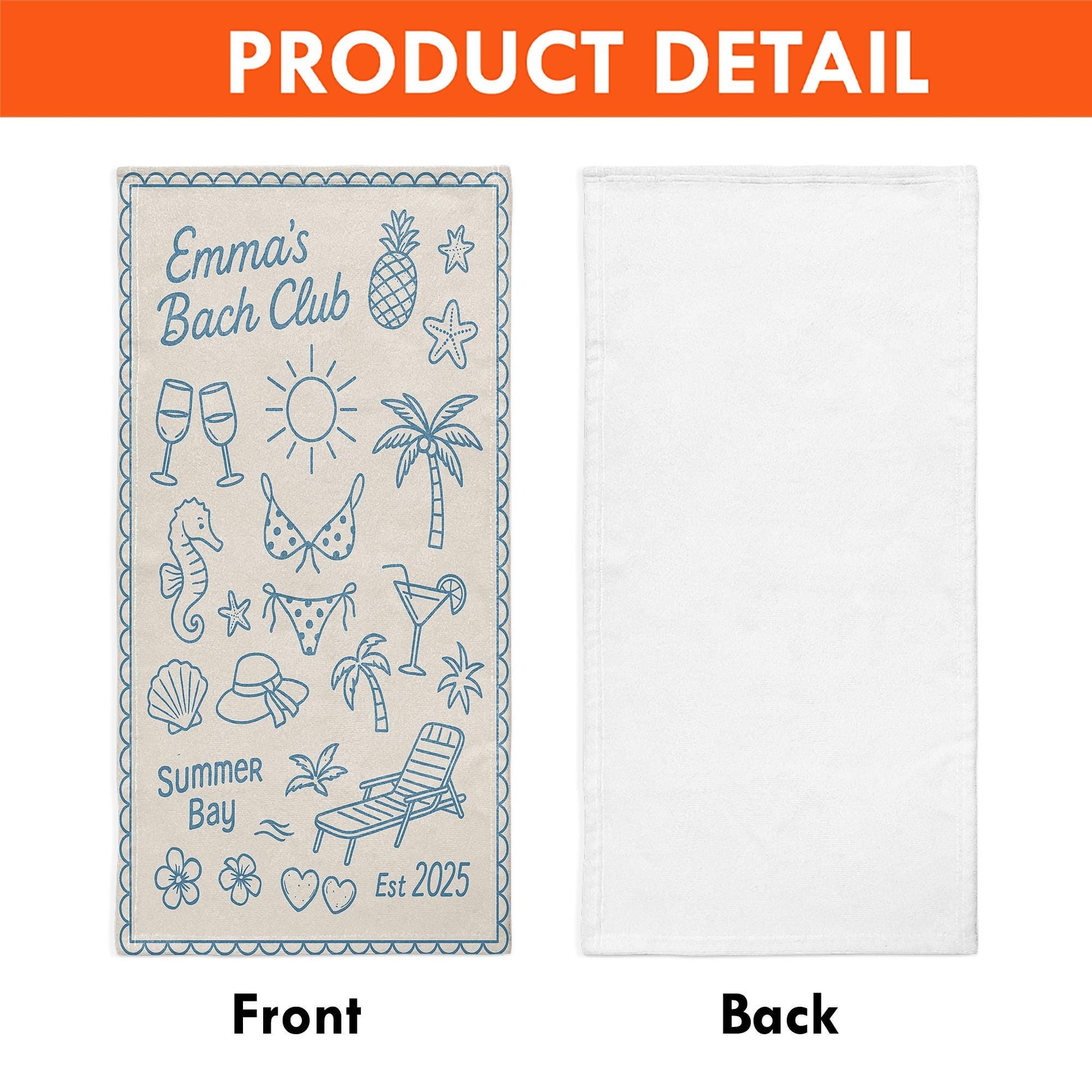 Custom Bachelorette Towel – Personalized Bach Party Towel, Summer Girls Trip Gift, Bride Squad Pool Towel, Beach Weekend Favor