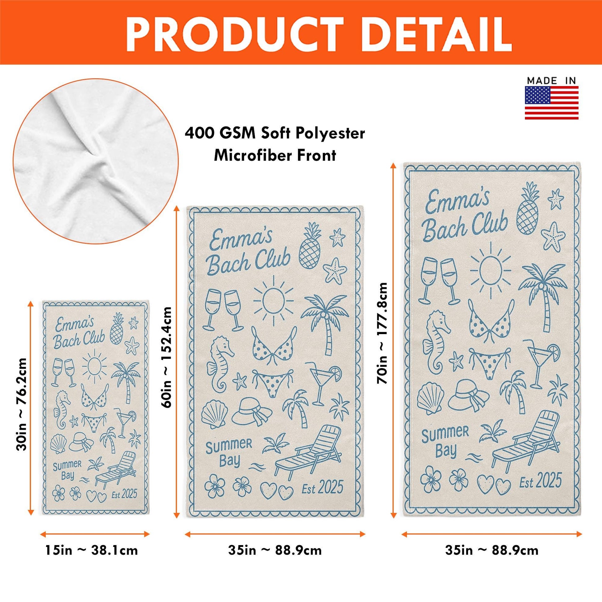 Custom Bachelorette Towel – Personalized Bach Party Towel, Summer Girls Trip Gift, Bride Squad Pool Towel, Beach Weekend Favor