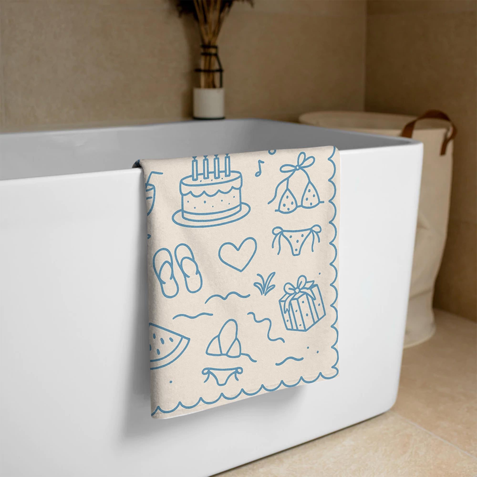 Custom Birthday Beach Towel – Personalized Summer Party Towel for Her, 21st Birthday Gift Idea, Pool or Beach Trip Celebration Towel