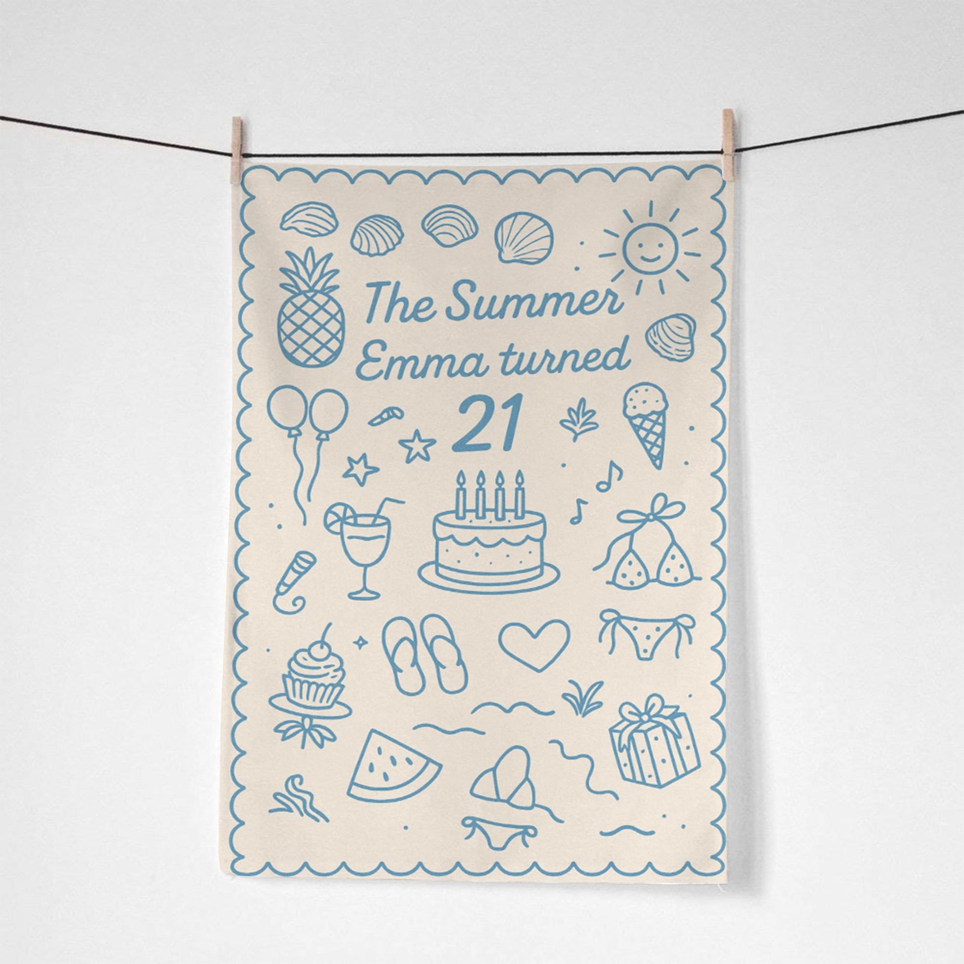 Custom Birthday Beach Towel – Personalized Summer Party Towel for Her, 21st Birthday Gift Idea, Pool or Beach Trip Celebration Towel