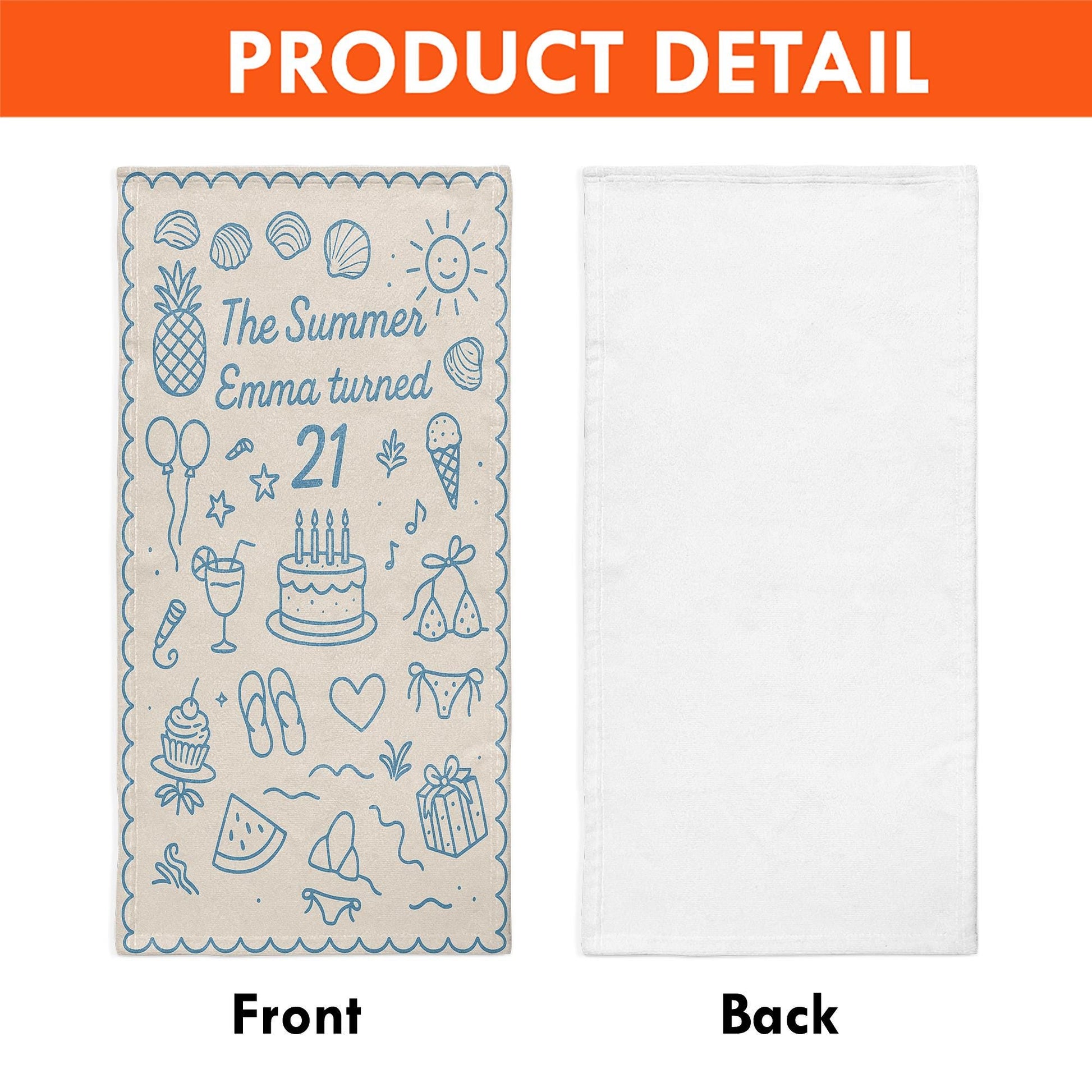 Custom Birthday Beach Towel – Personalized Summer Party Towel for Her, 21st Birthday Gift Idea, Pool or Beach Trip Celebration Towel