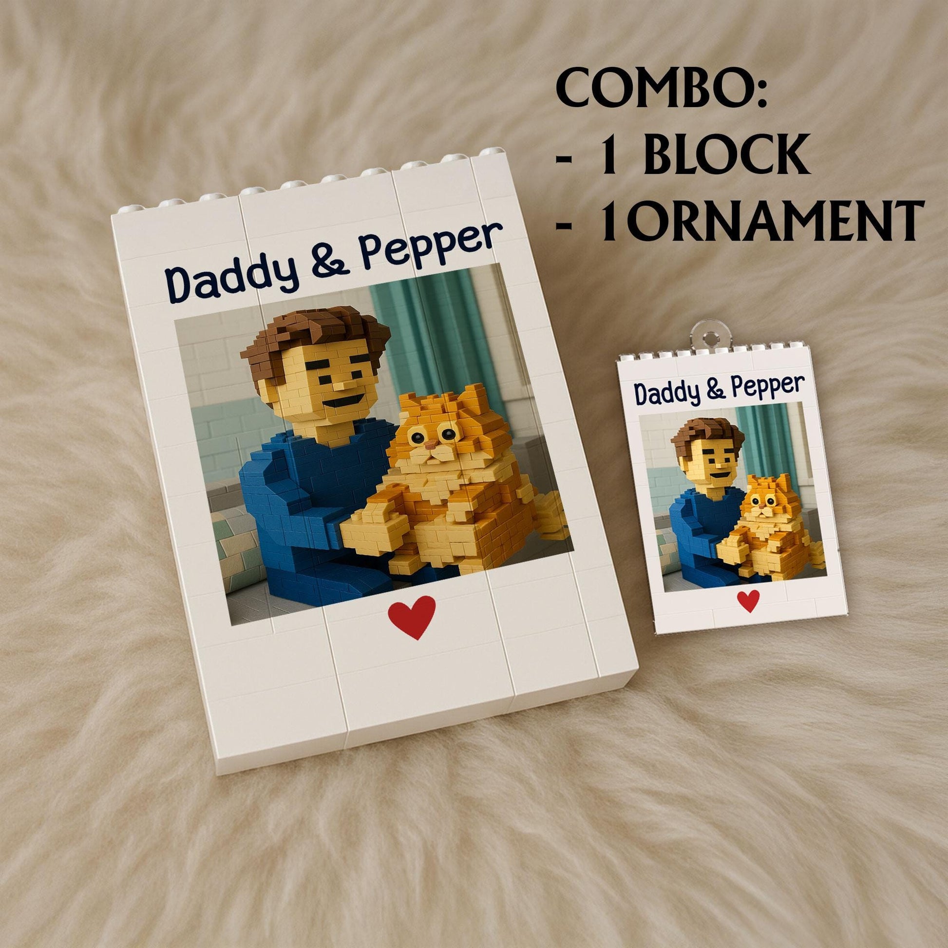 Custom Cat Photo Building Block | Personalized Pet Keepsake Gift | Cat Dad Decor | Name & Picture Memory Block | Cute Pet Display