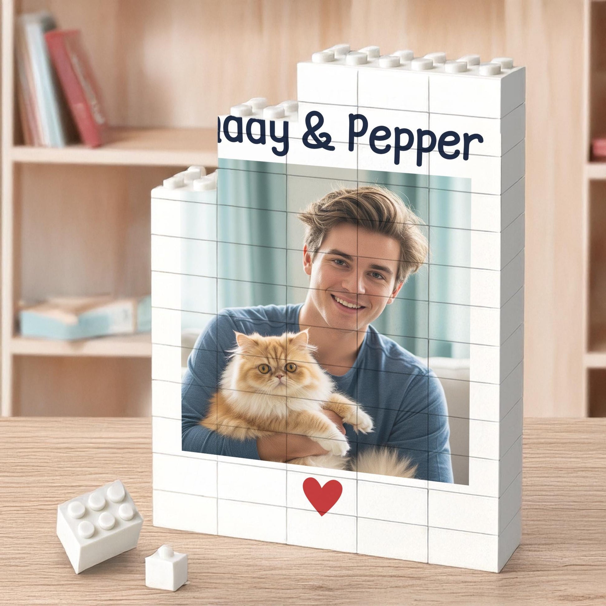 Custom Cat Photo Building Block | Personalized Pet Keepsake Gift | Cat Dad Decor | Name & Picture Memory Block | Cute Pet Display
