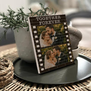 Personalized Couple Photo Block, Together Forever Film Strip Wedding Gift, Custom Anniversary Engagement Picture Keepsake Home Decor