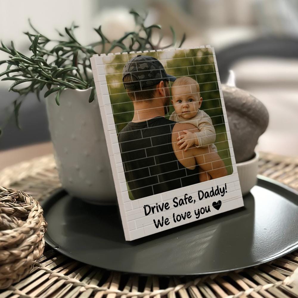 Personalized Photo Building Block Frame for Dad, Custom Dad Message, Unique Father's Day Gift Idea from Kids, We Love You