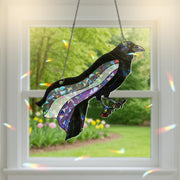 Crow Asexual Pride Suncatcher | Holographic Acrylic Window Decor | Ace LGBTQ+ Bird Lover Gift | Gothic Raven Aesthetic Sun Catcher