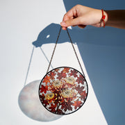 Chrysanthemum Glass Suncatcher – Autumn Floral Window Hanging, Fall Leaves Glass Art Home Decor