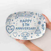 Custom Anniversary Platter, Personalized Year Gift, Couple Keepsake Plate with Date, Dog Name & Initials, couple Gift Idea, DECOR ONLY