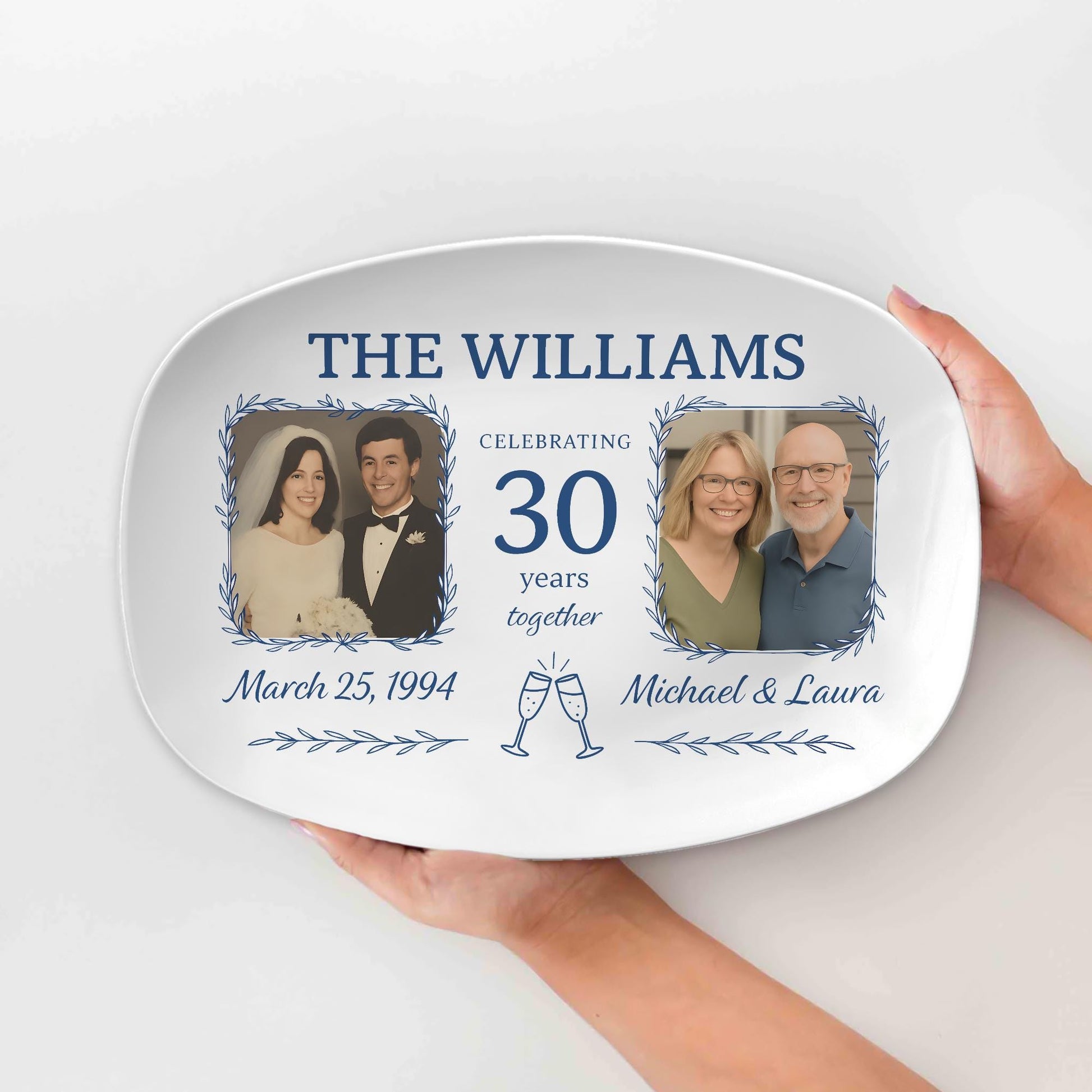 Custom Anniversary Photo Platter, Personalized Wedding Keepsake Gift, Couple Name & Date Tray, Family Heirloom DECOR ONLY