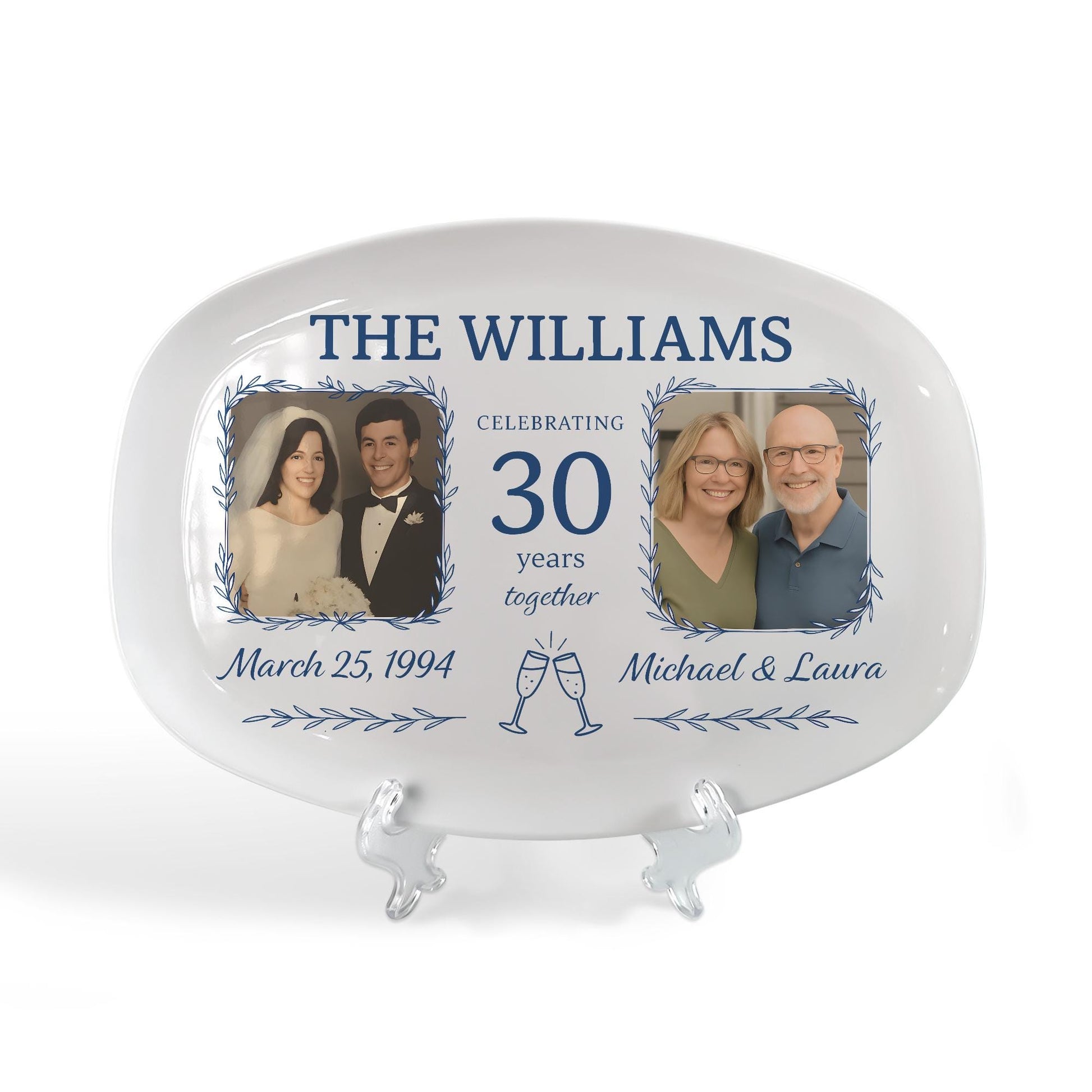 Custom Anniversary Photo Platter, Personalized Wedding Keepsake Gift, Couple Name & Date Tray, Family Heirloom DECOR ONLY
