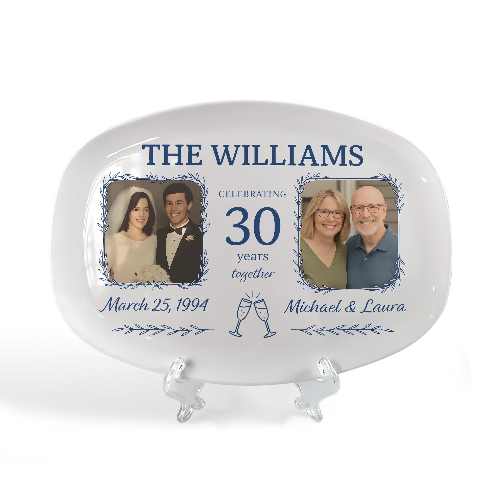 Custom Anniversary Photo Platter, Personalized Wedding Keepsake Gift, Couple Name & Date Tray, Family Heirloom DECOR ONLY