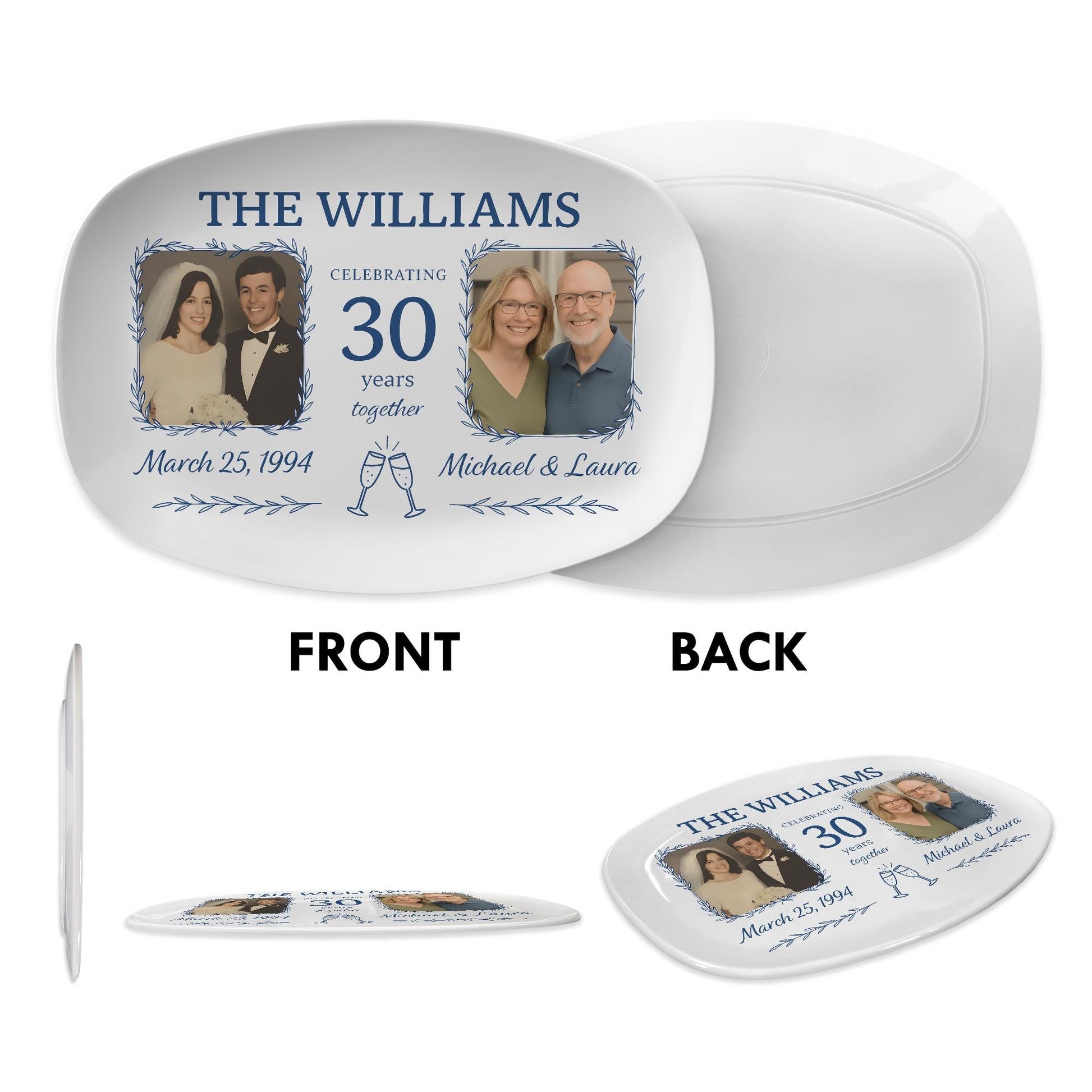 Custom Anniversary Photo Platter, Personalized Wedding Keepsake Gift, Couple Name & Date Tray, Family Heirloom DECOR ONLY