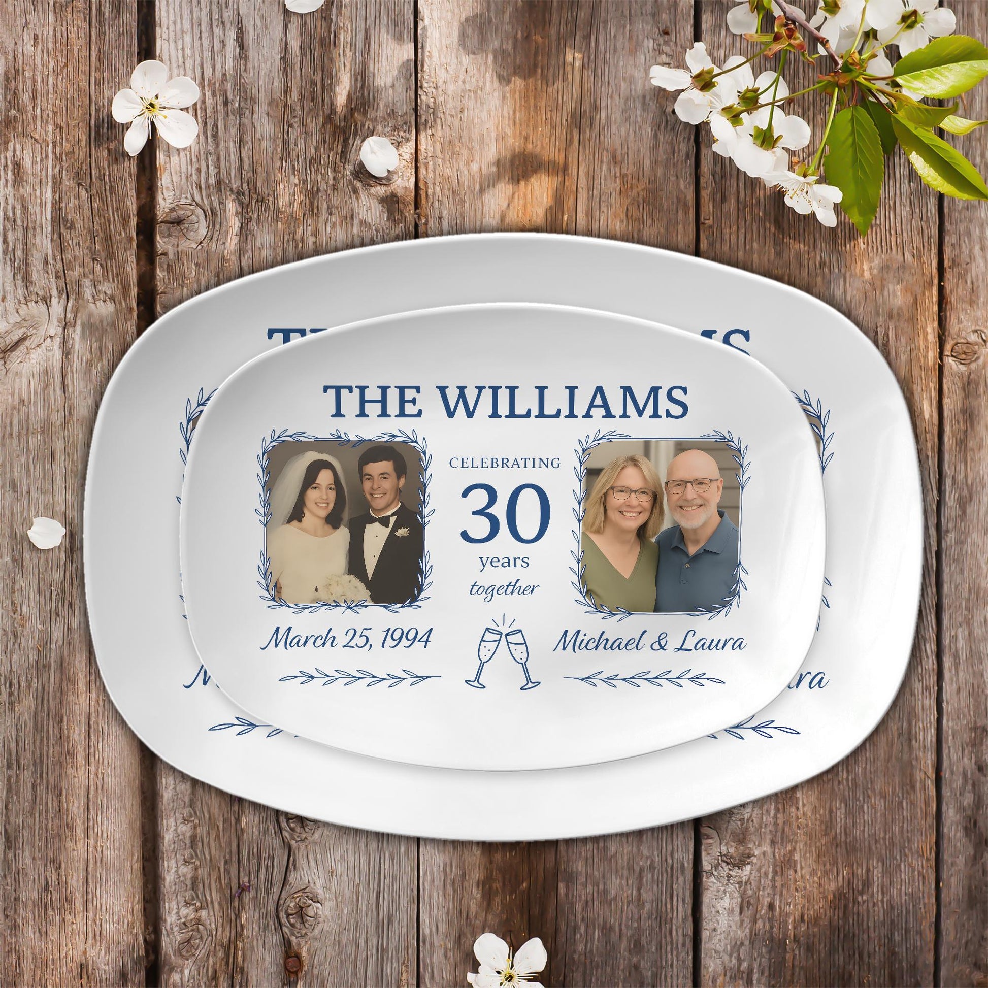 Custom Anniversary Photo Platter, Personalized Wedding Keepsake Gift, Couple Name & Date Tray, Family Heirloom DECOR ONLY