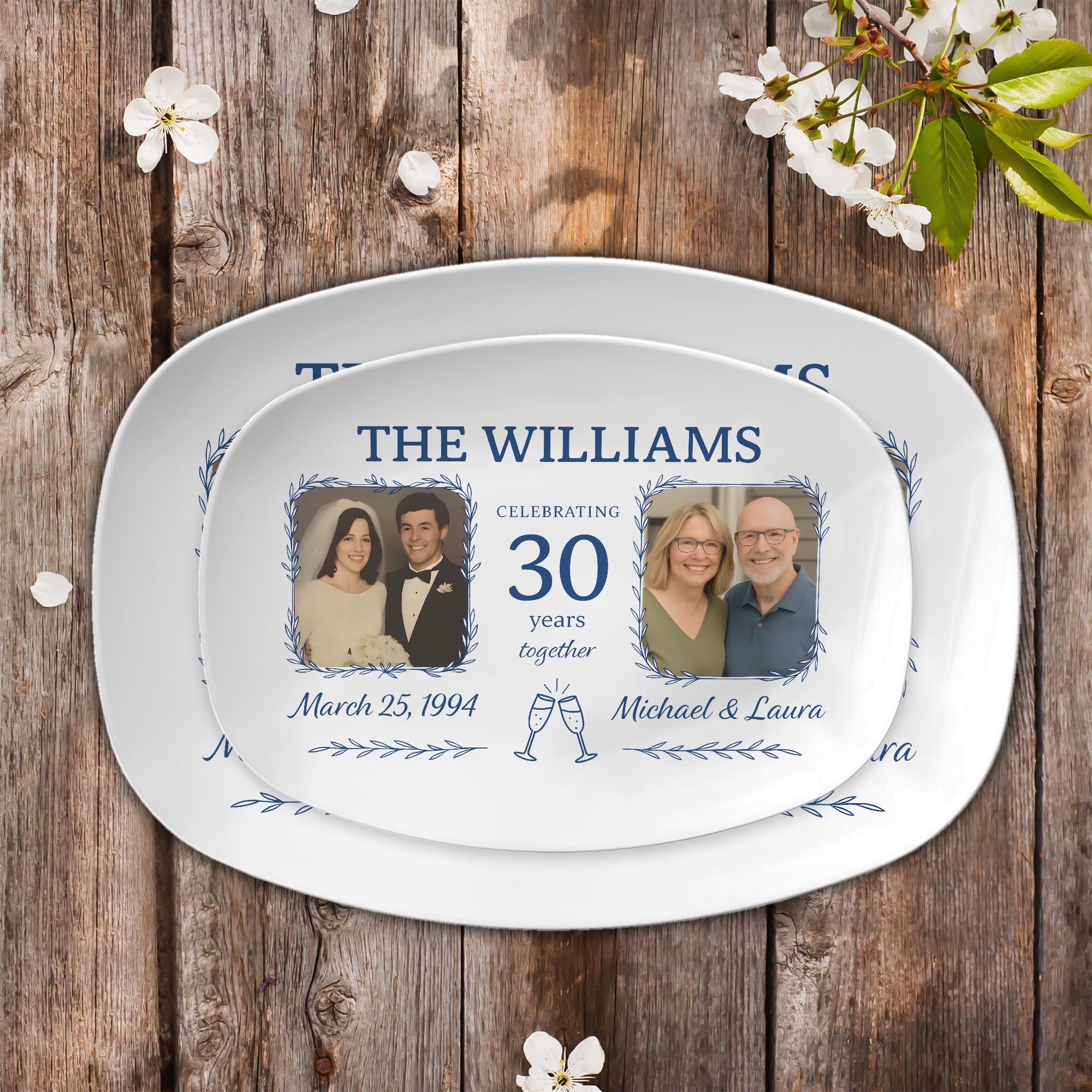 Custom Anniversary Photo Platter, Personalized Wedding Keepsake Gift, Couple Name & Date Tray, Family Heirloom DECOR ONLY