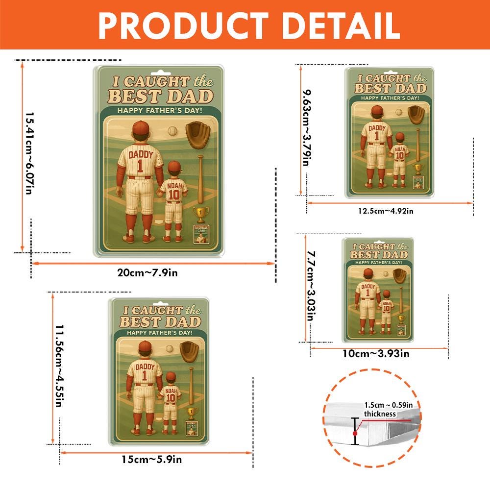 Custom Baseball Dad Acrylic Block | Father’s Day Gift from Son | Personalized Sports Dad Keepsake | I Caught the Best Dad Sign