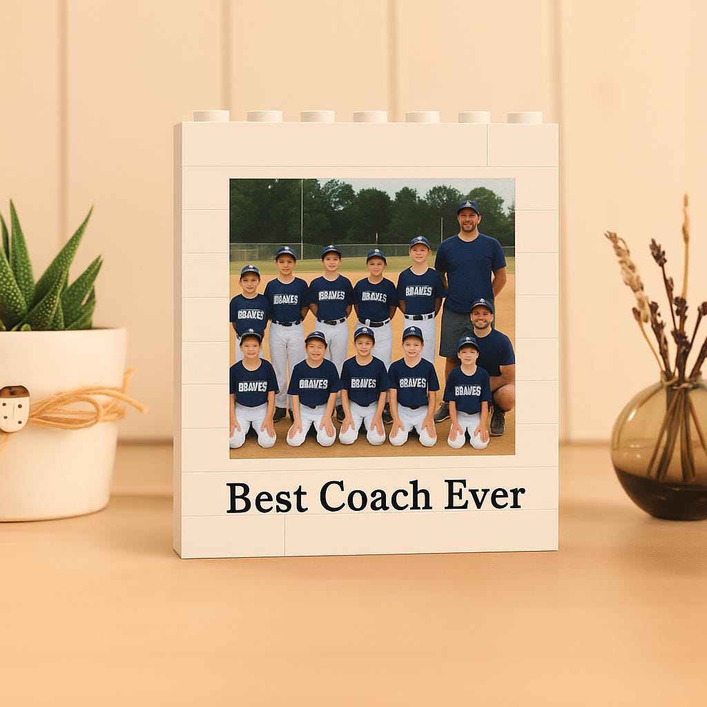Custom Coach Photo Gift Block, Personalized Baseball Team Picture Keepsake, Thank You Coach Frame, Coach Appreciation Gift