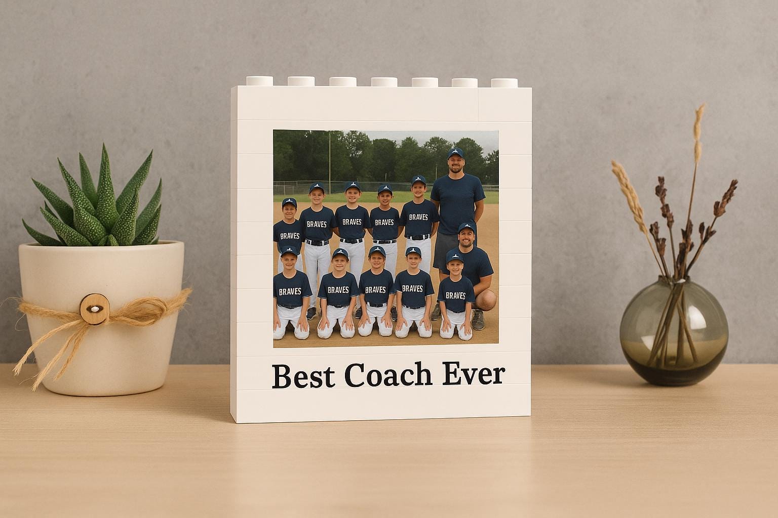 Custom Coach Photo Gift Block, Personalized Baseball Team Picture Keepsake, Thank You Coach Frame, Coach Appreciation Gift