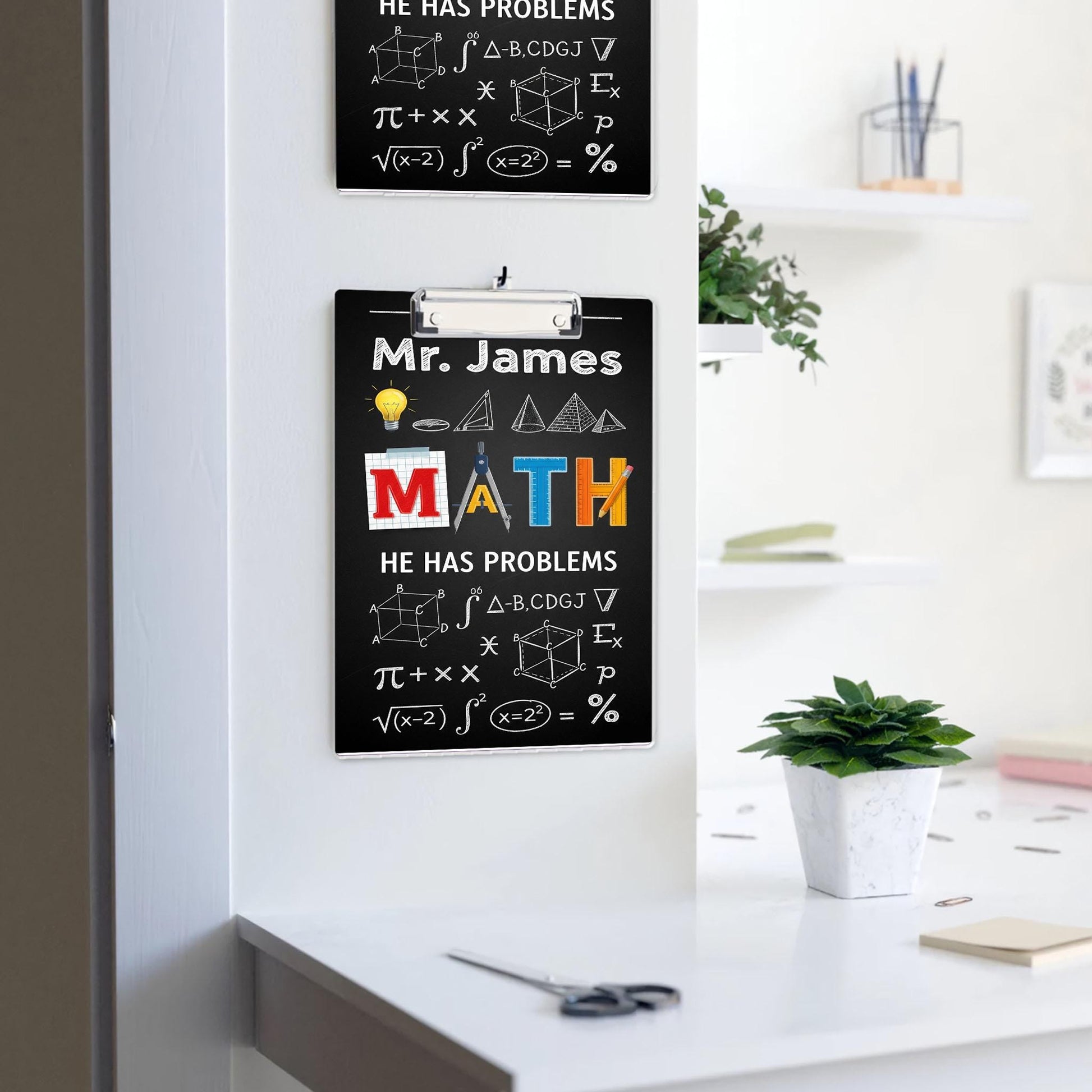 Custom Acrylic Math Clipboard with Teacher Name - Personalized School Supply Gift, Fun & Functional Classroom Decor for Back to School