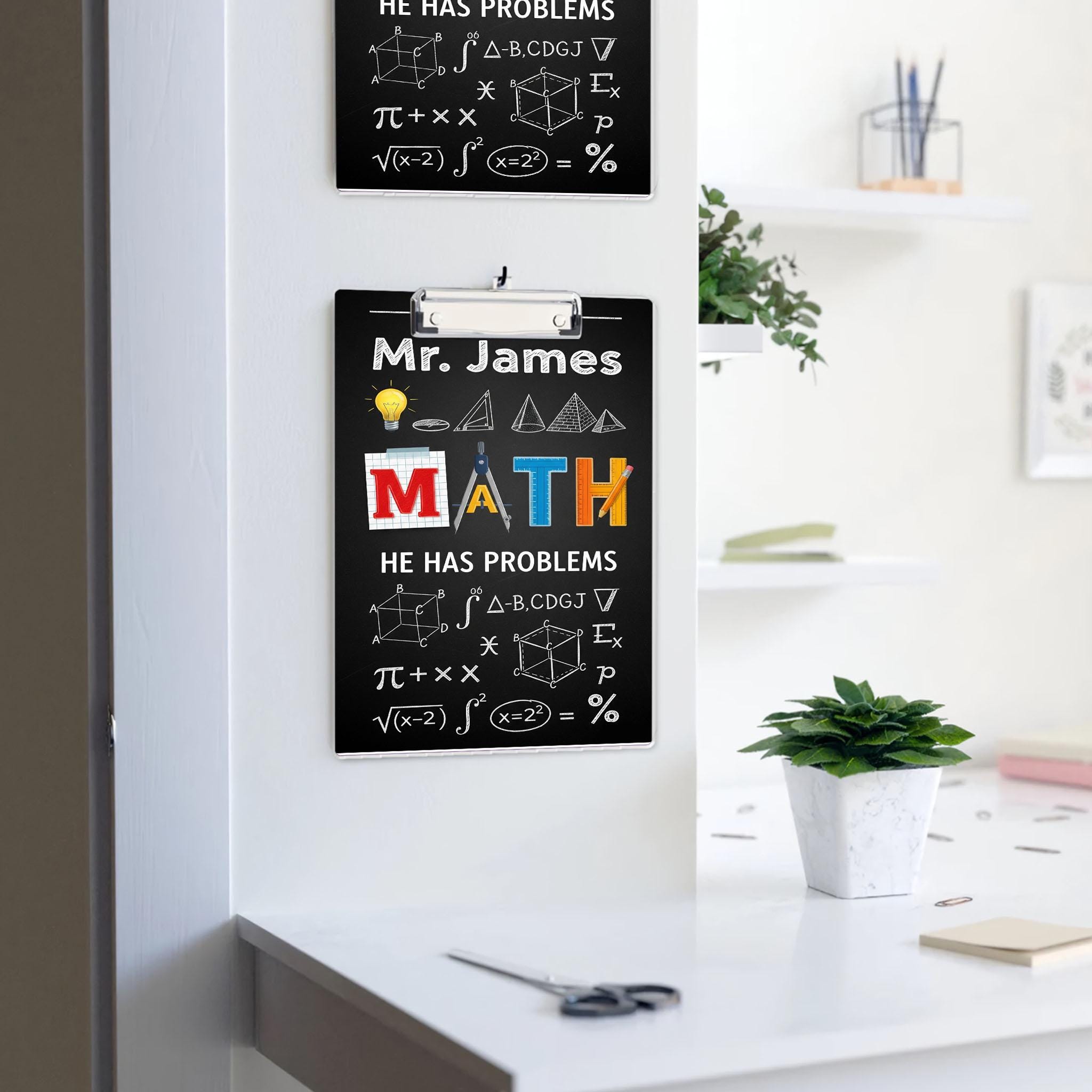 Custom Acrylic Math Clipboard with Teacher Name - Personalized School Supply Gift, Fun & Functional Classroom Decor for Back to School