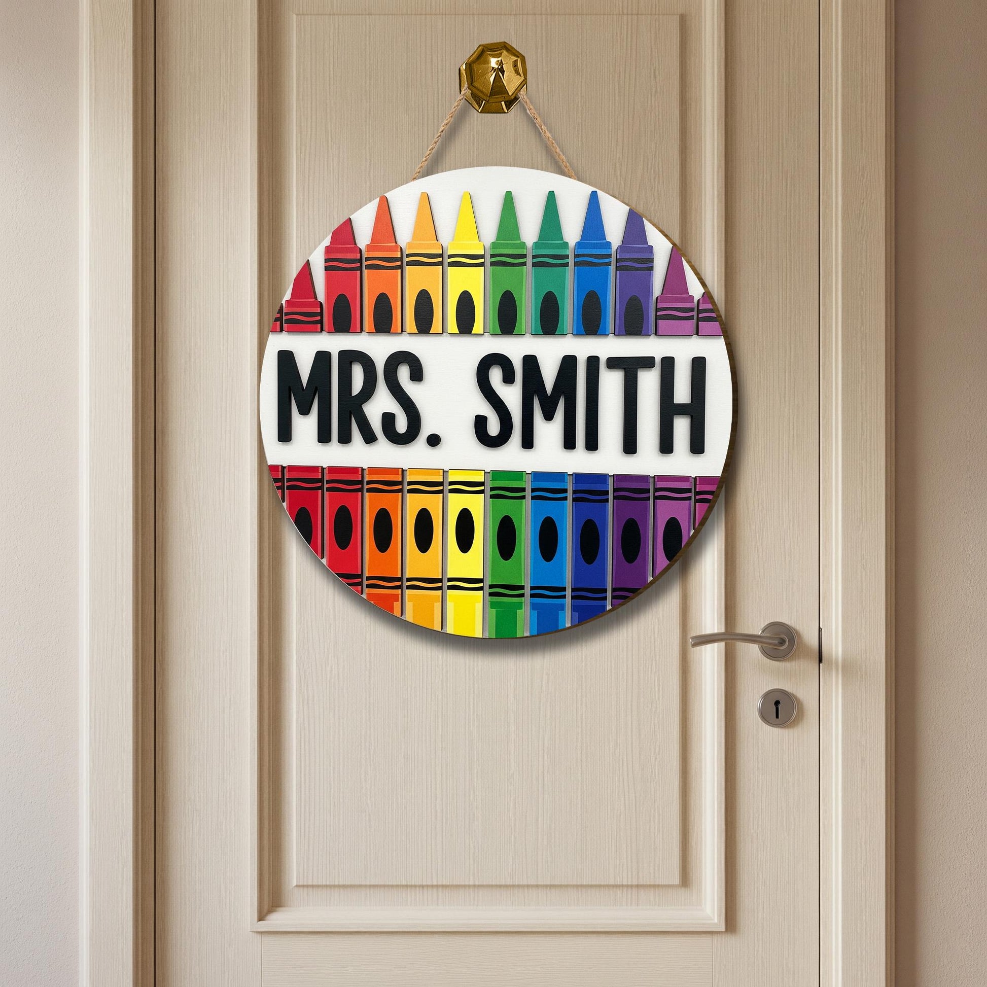 Custom 3D Teacher Crayons Door Sign, Classroom Decor, Teacher Gift, Back to School, Personalized Door Hanger, Classroom Door Hanging