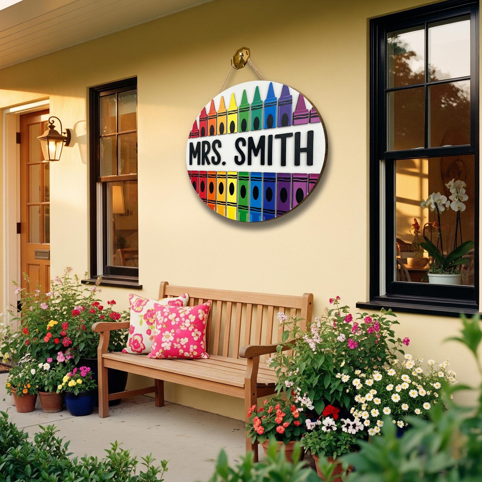 Custom 3D Teacher Crayons Door Sign, Classroom Decor, Teacher Gift, Back to School, Personalized Door Hanger, Classroom Door Hanging