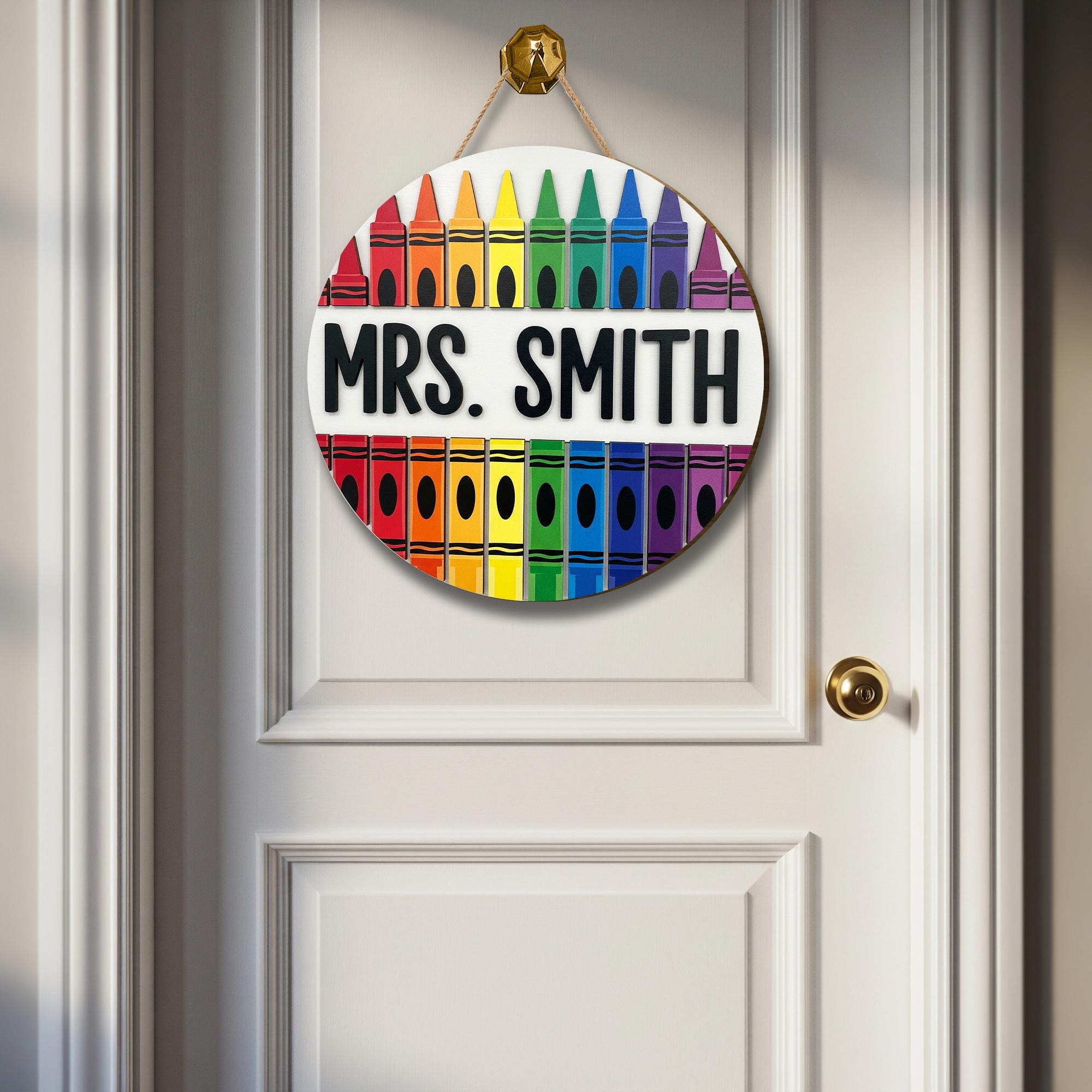 Custom 3D Teacher Crayons Door Sign, Classroom Decor, Teacher Gift, Back to School, Personalized Door Hanger, Classroom Door Hanging