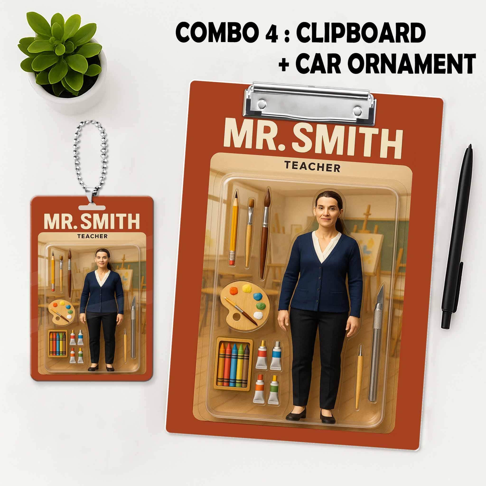 Custom Art Teacher Clipboard, Personalized Photo Gift, Back to School, Unique Teacher Decor, Art Class Supply Display, Teacher Supplies Gift