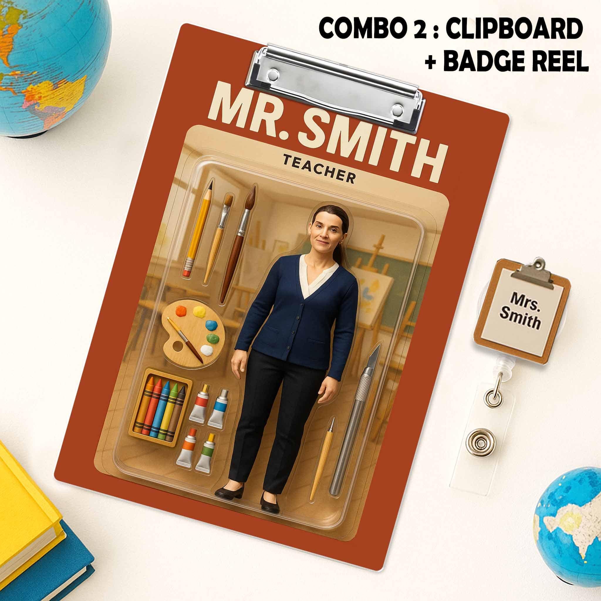 Custom Art Teacher Clipboard, Personalized Photo Gift, Back to School, Unique Teacher Decor, Art Class Supply Display, Teacher Supplies Gift