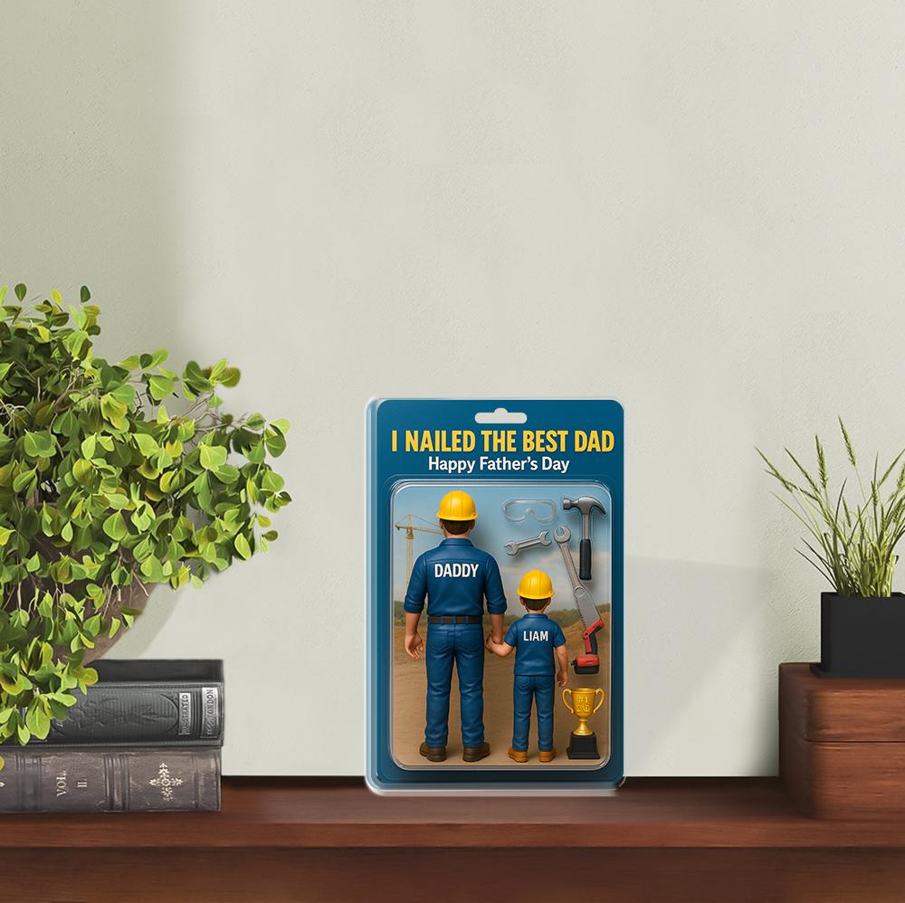 Personalized Construction Dad Acrylic Plauqe, Father's Day Plaque, Custom Dad and Kid, I Nailed the Best Dad Gift, Blue Collar Dad Gift
