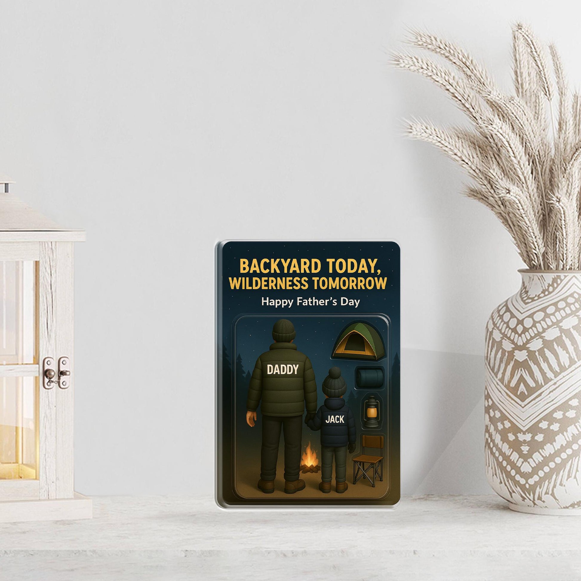 Custom Camping Dad Acrylic Block | Personalized Father’s Day Gift from Kids | Outdoor Adventure Keepsake | Campfire Family Plaque